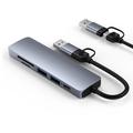 Hub multiporta HC-13FL USB-C/USB-A - USB 3.0, 2 porte USB 2.0, slot SD/TF, USB-C - Grigio