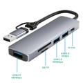 Hub multiporta HC-13FL USB-C/USB-A - USB 3.0, 2 porte USB 2.0, slot SD/TF, USB-C - Grigio