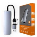 Hub multiporta HC-13FL USB-C/USB-A - USB 3.0, 2 porte USB 2.0, slot SD/TF, USB-C - Grigio