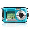 HD368 Fotocamera digitale impermeabile Full HD 2.7K 48MP 16X Fotocamera subacquea con doppio schermo - Blu