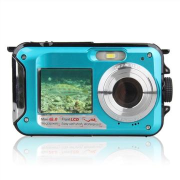 HD368 Fotocamera digitale impermeabile Full HD 2.7K 48MP 16X Fotocamera subacquea con doppio schermo - Blu