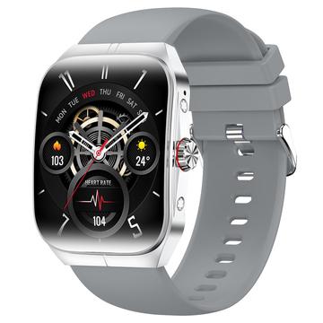 Smart Watch HK80 con schermo curvo AMOLED, chiamate Bluetooth, monitor della salute e NFC - Argento