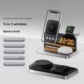 HT-568 Caricabatterie wireless magnetico 3 in 1 con sveglia e lampada da scrivania - Nero