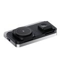HT-568 Caricabatterie wireless magnetico 3 in 1 con sveglia e lampada da scrivania - Nero