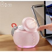 HT-571 Caricabatterie wireless magnetico 5 in 1 con altoparlante Bluetooth e luce notturna - Rosa