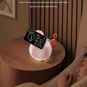 HT-571 Caricabatterie wireless magnetico 5 in 1 con altoparlante Bluetooth e luce notturna - Rosa