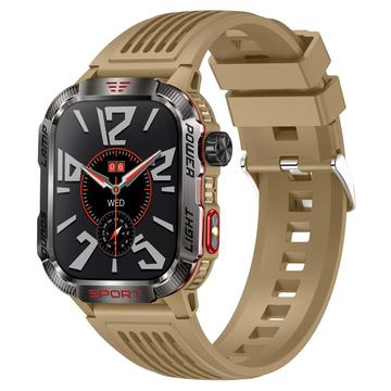 HT29 Orologio intelligente con bussola, rilevamento dell\'altitudine e lingua danese - Marrone