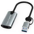 HU-04A Scheda di acquisizione video 2 in 1 da HDMI a USB-C/USB-A - Grigio