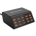 HW15 Stazione di ricarica USB a 15 porte con display digitale - 100W - Nero