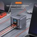 HW866: stazione di ricarica da tavolo GaN da 300W con display LCD e 2 cavi USB-C retrattili