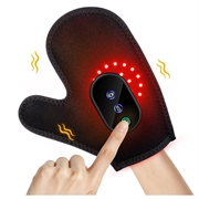 Guanto massaggiante per le mani con luce rossa e calore - 24 perline LED, 3 modalità di vibrazione e controller LCD