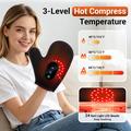 Guanto massaggiante per le mani con luce rossa e calore - 24 perline LED, 3 modalità di vibrazione e controller LCD
