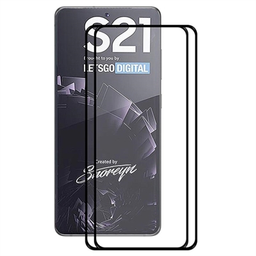 Salvaschermo in Vetro Temperato Hat Prince Full Size per Samsung Galaxy S21 5G - 2 Pz. - Bordo Nero