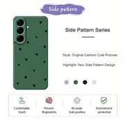 Custodia sottile in TPU con motivo a cuore per Samsung Galaxy A37 - Verde / Nera