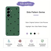 Custodia sottile in TPU con motivo a cuore per Samsung Galaxy A57 - Verde / Nero