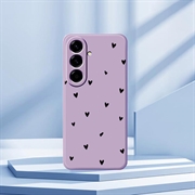 Custodia sottile in TPU con motivo a cuore per Samsung Galaxy A57 - Viola / Nera