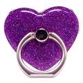 Cavalletto ad anello glitterato a forma di cuore per supporto per telefono con fibbia in metallo per smartphone - viola