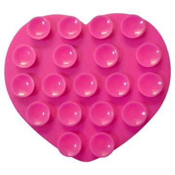 Supporto per telefono a forma di cuore con ventosa in silicone adesivo - Rosa caldo