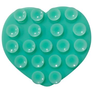 Supporto per telefono a forma di cuore con ventosa in silicone adesivo - Verde lago