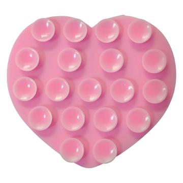 Supporto per telefono a ventosa in silicone adesivo a forma di cuore - Rosa