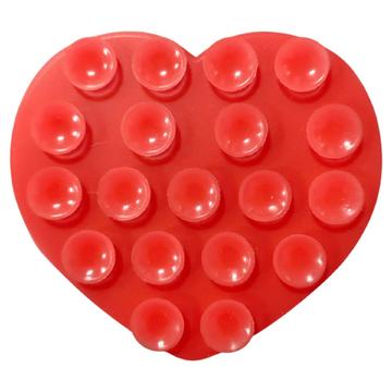 Supporto per telefono a forma di cuore con ventosa in silicone adesivo - Rosso