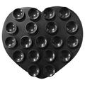 Supporto a ventosa in silicone bifacciale a forma di cuore per smartphone - Nero