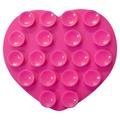 Supporto a ventosa in silicone bifacciale a forma di cuore per smartphone - Rosa Neon
