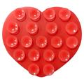 Supporto a ventosa in silicone bifacciale a forma di cuore per smartphone - Rosso