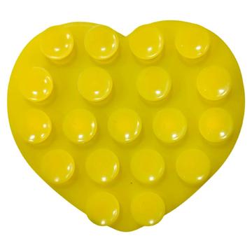 Supporto a ventosa in silicone bifacciale a forma di cuore per smartphone - Giallo