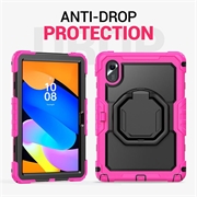 Custodia Heavy Duty 360 con Cinturino da Polso per Lenovo Tab M11/Idea Tab - Rosa Neon