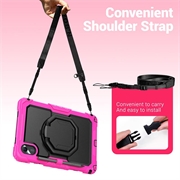 Custodia Heavy Duty 360 con Cinturino da Polso per Lenovo Tab M11/Idea Tab - Rosa Neon