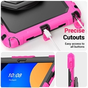 Custodia Heavy Duty 360 con Cinturino da Polso per Lenovo Tab M11/Idea Tab - Rosa Neon