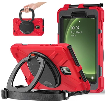 Custodia con Cinturino da Polso Heavy Duty 360 per Samsung Galaxy Tab Active5 - Rossa / Nera