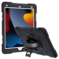 iPad 10.2 2019/2020/2021 Custodia Heavy Duty 360 con cinturino da polso - Nero