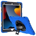 iPad 10.2 2019/2020/2021 Custodia Heavy Duty 360 con cinturino da polso - Blu / Nero