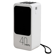 Hepu XL HP210 40000mAh Power Bank con cavi USB-C/Lightning/USB-A/MicroUSB - Bianco