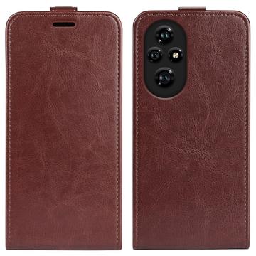 Custodia Flip Verticale con Slot per Schede per Honor 200 Pro - Marrone