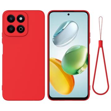 Custodia in silicone liquido con cinghia a mano per Honor 200 Smart/X7c - Rossa