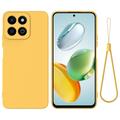 Custodia in silicone liquido con cinghia a mano per Honor 200 Smart/X7c 4G/5G - Gialla