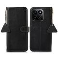 Custodia a Portafoglio in Pelle con RFID per Honor 200 Smart/X7c - Nera