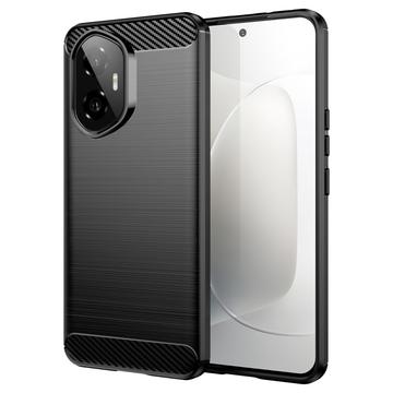 Custodia in TPU spazzolato per Honor 300 - Fibra di Carbonio - Nera