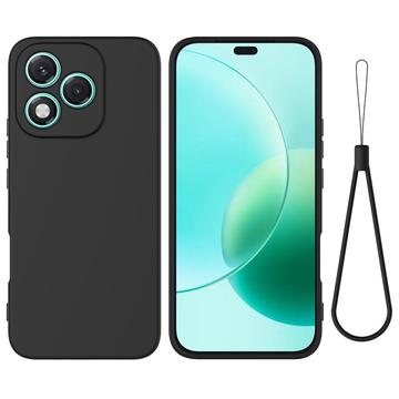 Custodia in silicone liquido con cinghia a mano per Honor 400 Lite - Nera