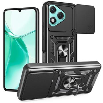 Custodia ibrida con anello rotante e protezione per fotocamera per Honor 400 Lite - Nera