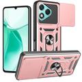 Custodia ibrida con anello rotante e protezione per fotocamera per Honor 400 Lite - Rosa Oro