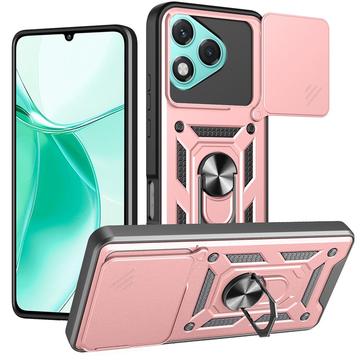 Custodia ibrida con anello rotante e protezione per fotocamera per Honor 400 Lite - Rosa Oro