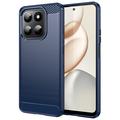 Custodia in TPU spazzolato per Honor 400 Smart/X7d 4G - Fibra di Carbonio - Blu