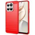 Custodia in TPU spazzolato per Honor 400 Smart/X7d 4G - Fibra di Carbonio - Rossa