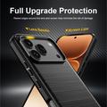 Custodia in TPU spazzolato per Honor 600/600 Pro - Fibra di Carbonio - Nera