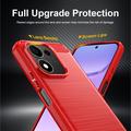 Custodia in TPU spazzolato per Honor 600 Smart - Fibra di Carbonio - Rossa
