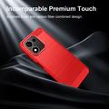 Custodia in TPU spazzolato per Honor 600 Smart - Fibra di Carbonio - Rossa
